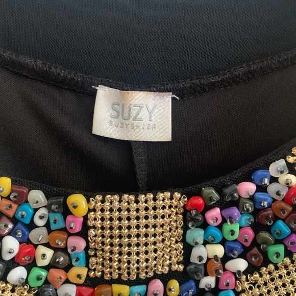 BLACK DRESS WITH BEADING - Picture 2 of 4